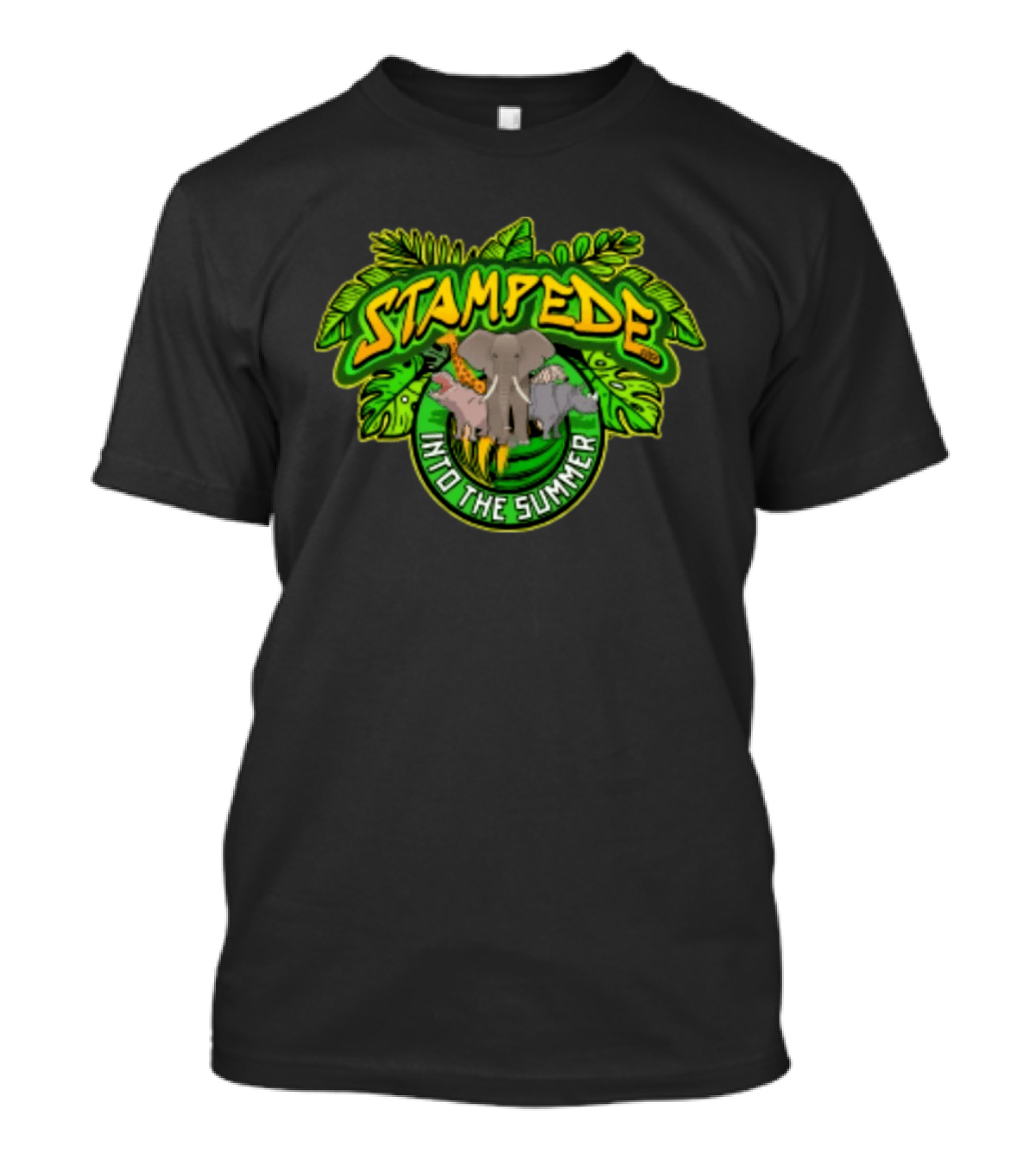 Stampede Into The Summer Elephant Giraffe Hippo Tropical 2026 T-Shirt