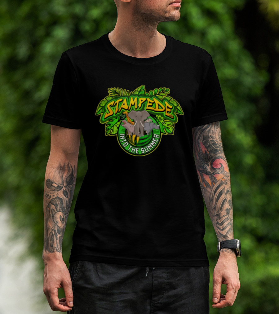 Stampede Into The Summer Elephant Giraffe Hippo Tropical 2026 T-Shirt
