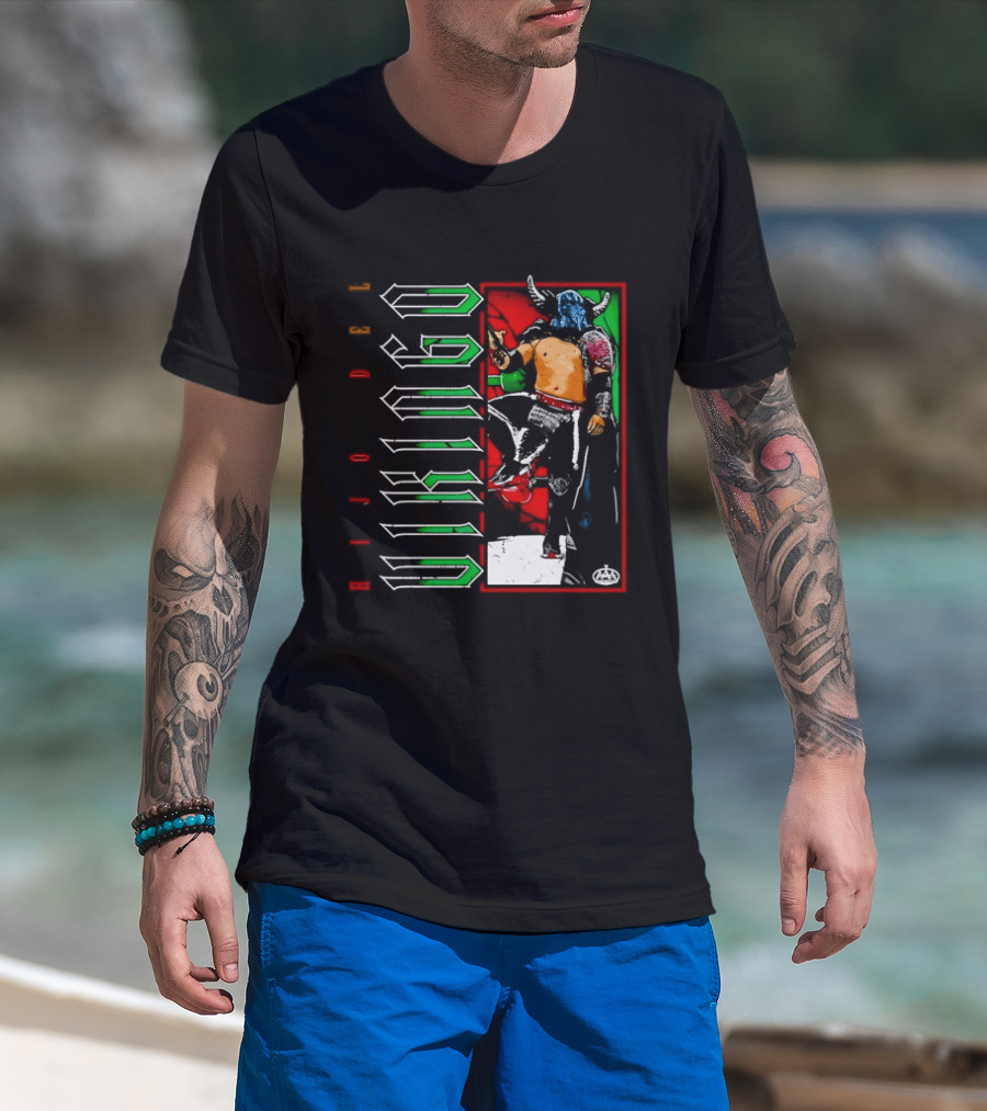 Hijo Del Vikingo Lucha Libre Wrestler Demon Mask Green Red White T-Shirt