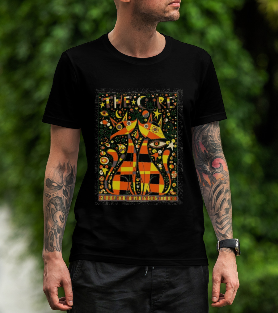 The Cure 23 August 2026 Summer Sessions Edinburgh Psychedelic Cat T-Shirt