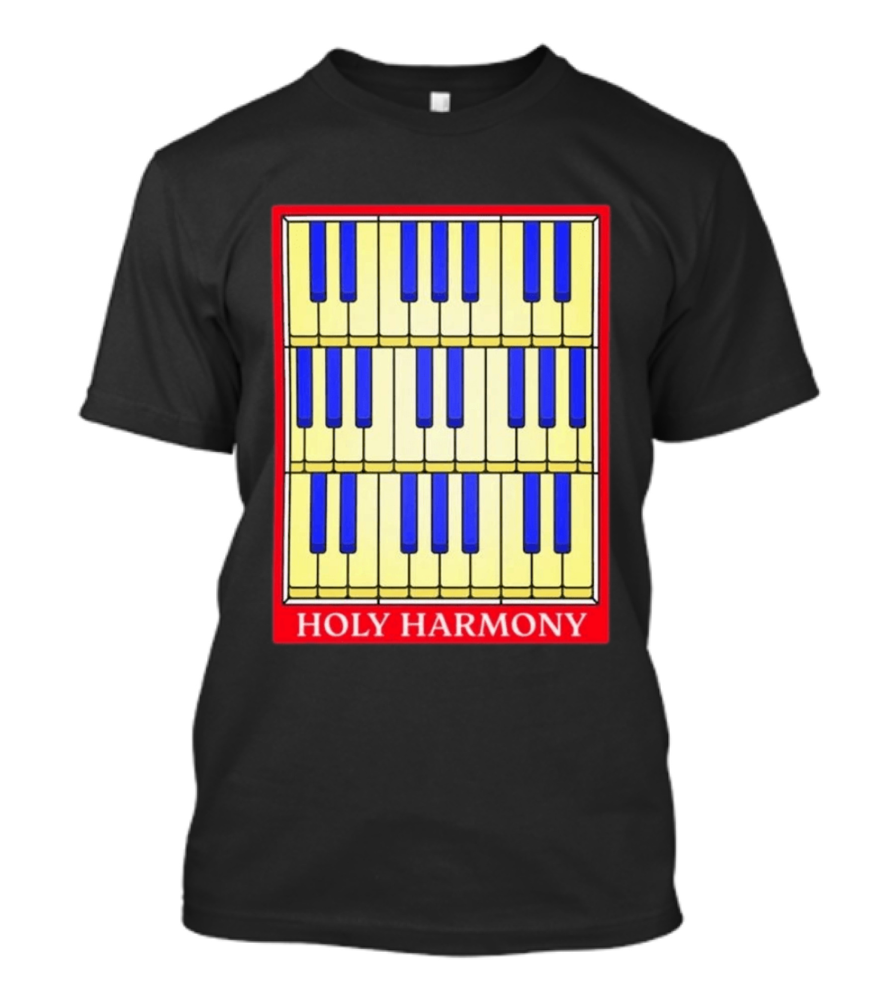 Holy Harmony Stained Glass Piano Keyboard Classical Music T-Shirt