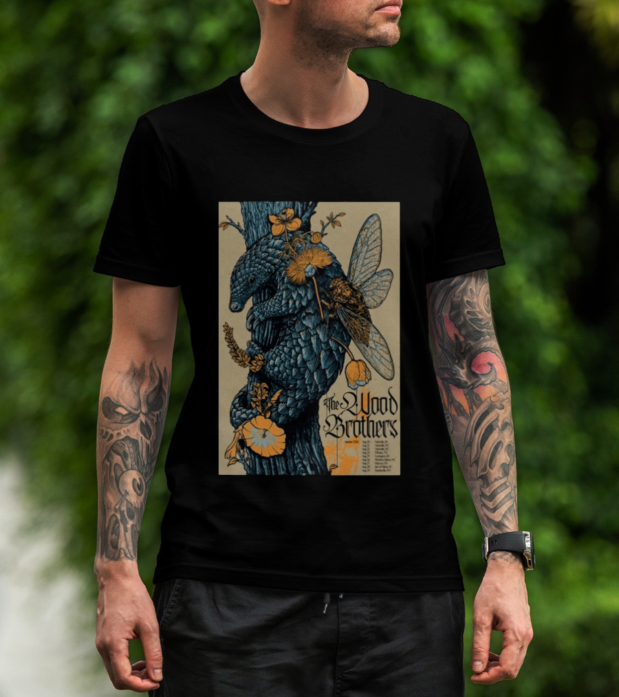 The Wood Brothers August 20 2026 Nashville TN Tour Pangolin And Cicada T-Shirt