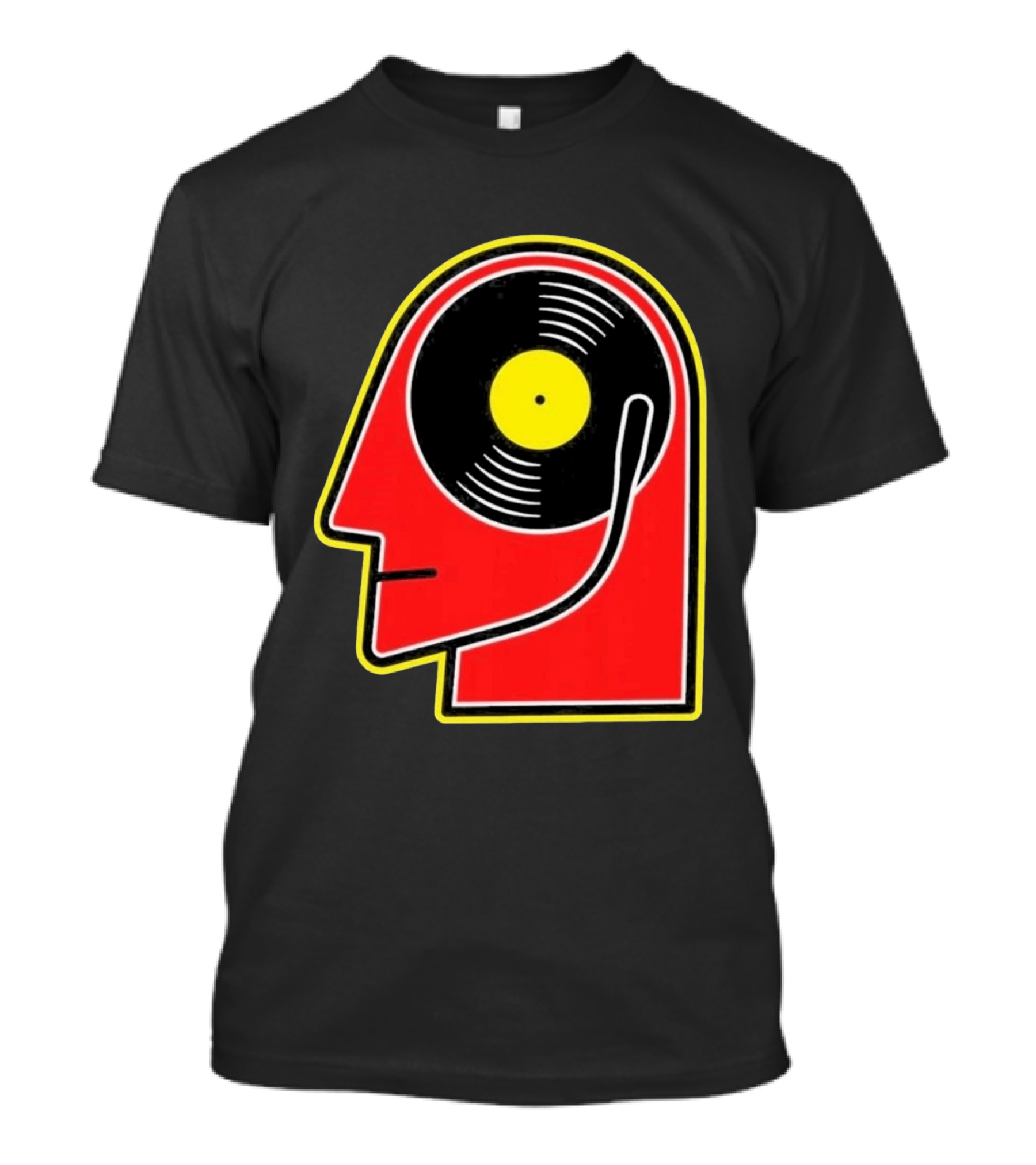 Vinyl Album Head With Record Disc Ear Retro Music T-Shirt