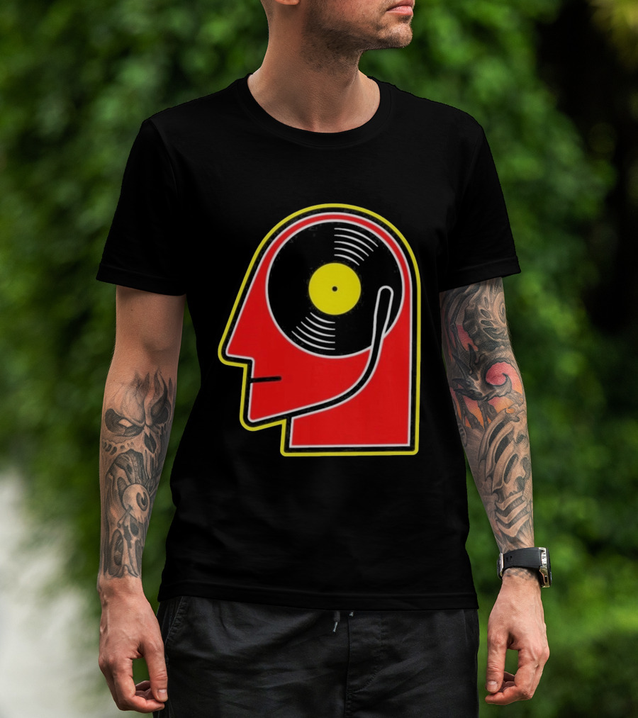 Vinyl Album Head With Record Disc Ear Retro Music T-Shirt