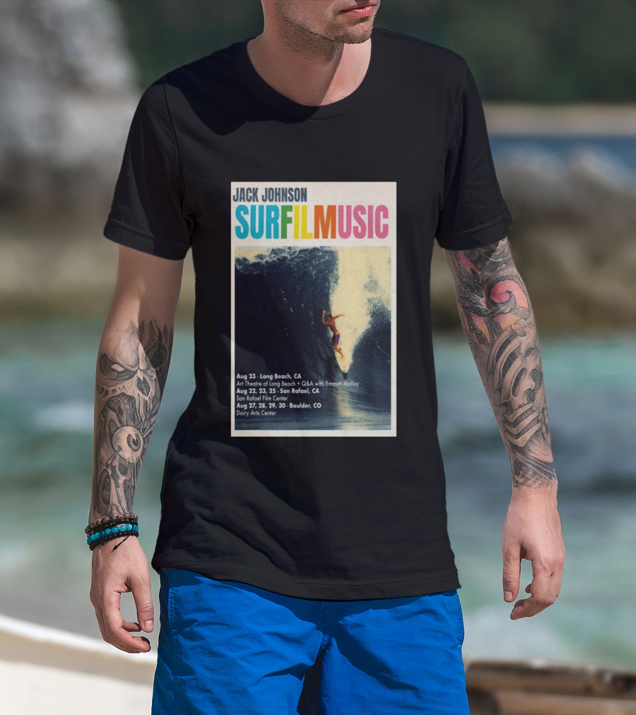 Jack Johnson Surf Film Music Tour Long Beach San Rafael Boulder August 2026 Events T-Shirt