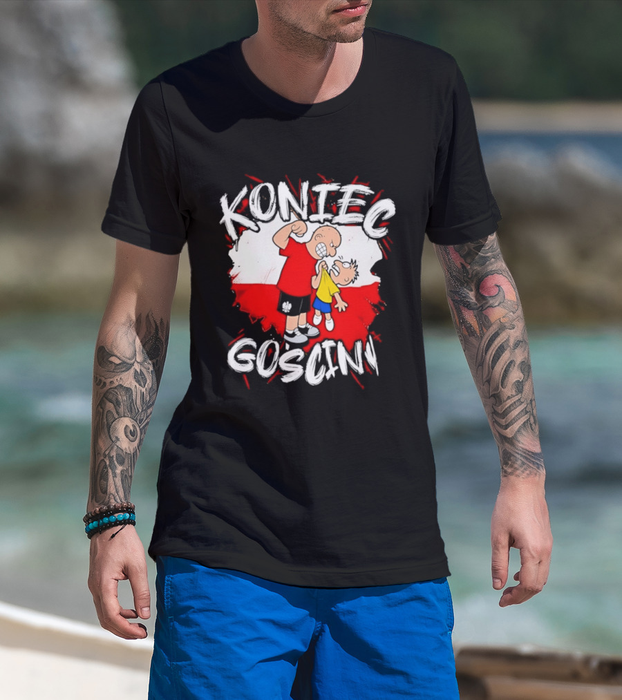 Koniec Gosciny Polish Football Cartoon Polska Flag T-Shirt