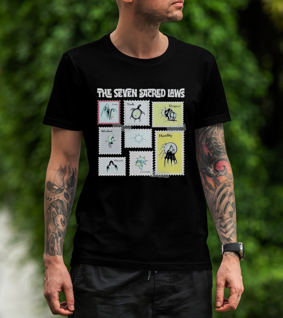 Native American The Seven Sacred Laws Love Truth Respect Wisdom Humility Honesty Courage T-Shirt