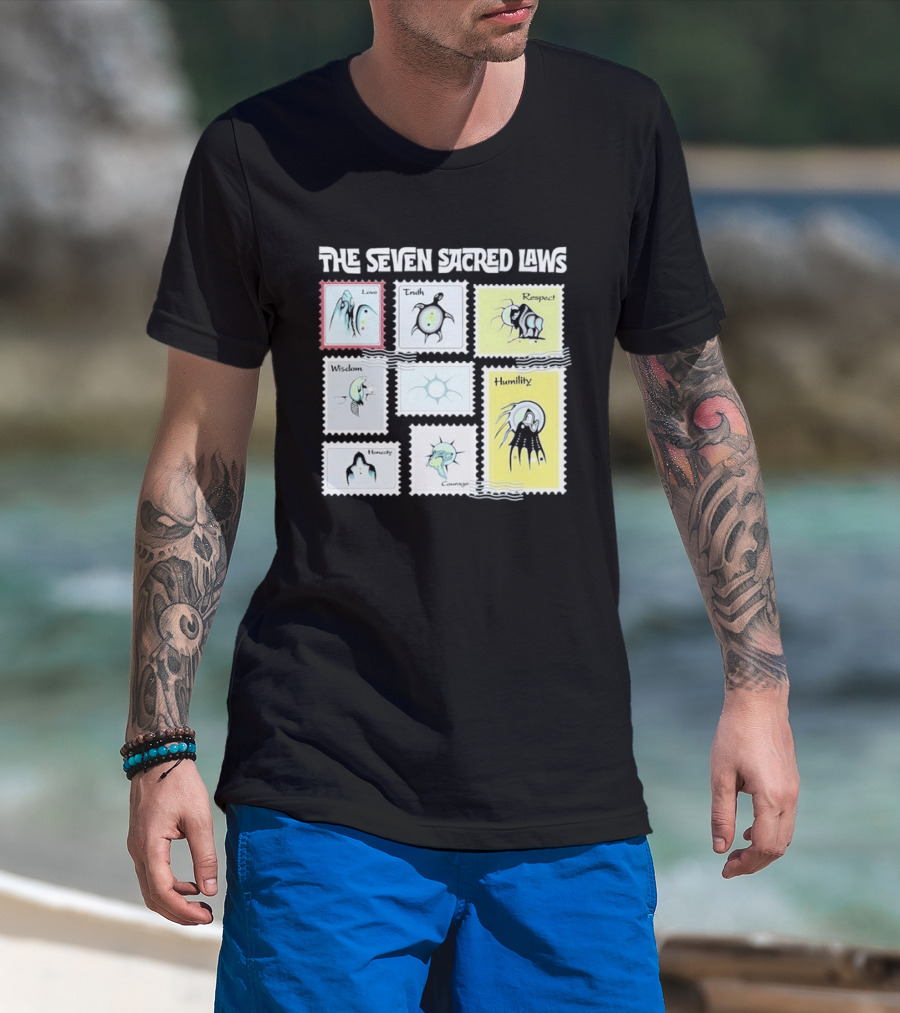 Native American The Seven Sacred Laws Love Truth Respect Wisdom Humility Honesty Courage T-Shirt