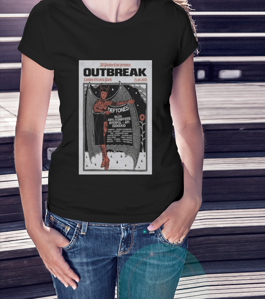 All Points East Presents Outbreak London Victoria Park 25.08.2026 Deftones Idles Amy Sniffers Interpol AFI Esdeekid T-Shirt