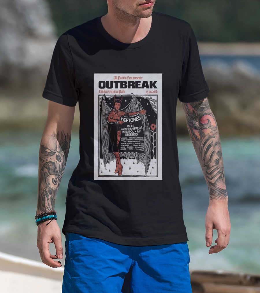 All Points East Presents Outbreak London Victoria Park 25.08.2026 Deftones Idles Amy Sniffers Interpol AFI Esdeekid T-Shirt