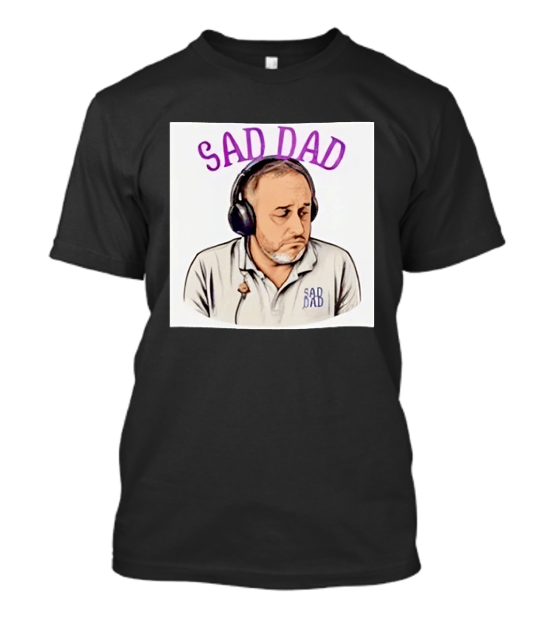 Sad Dad Headphones Fatherhood Parenting Mood T-Shirt