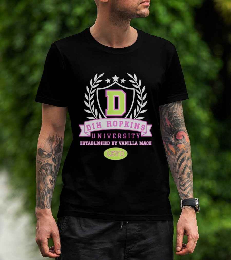 Dih Hopkins University Established By Vanilla Mace LXVII Crest T-Shirt