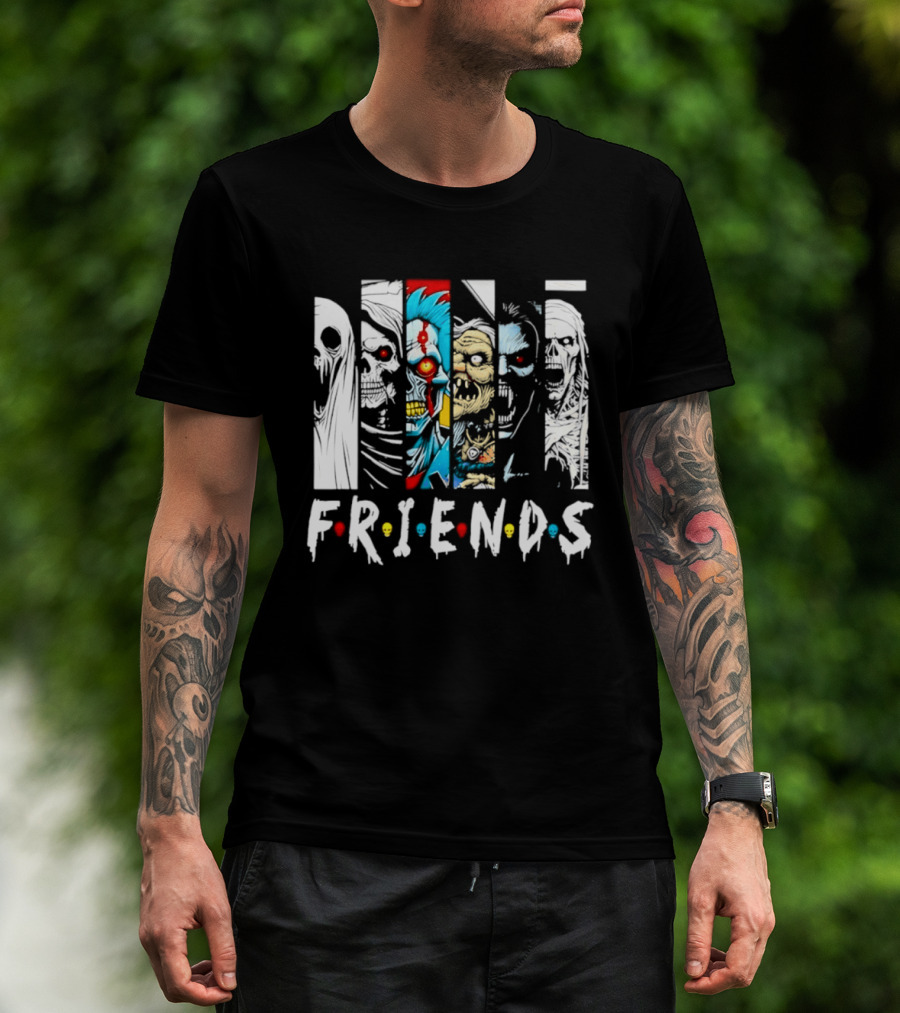 Friends Horror Movie Characters Halloween Scary Mask T-Shirt