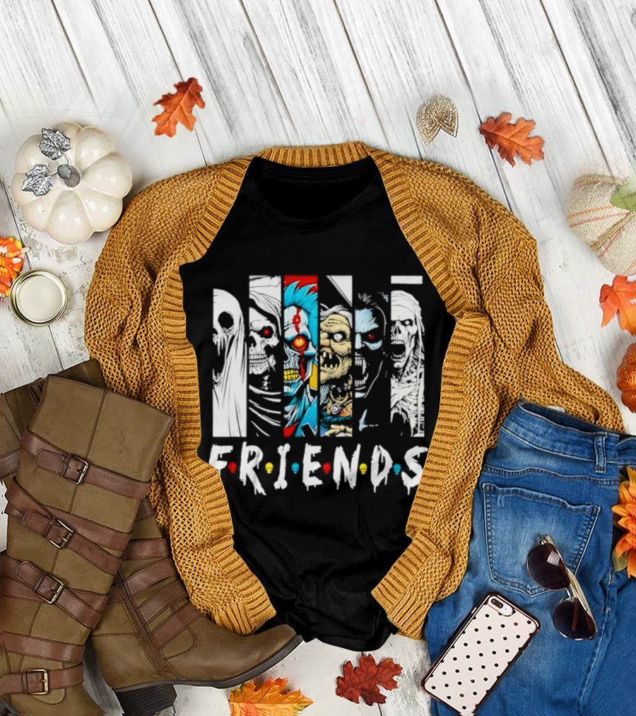 Friends Horror Movie Characters Halloween Scary Mask T-Shirt