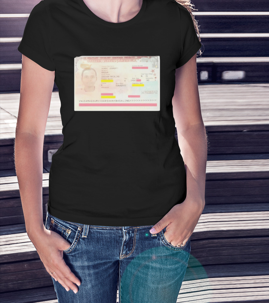 United States Of America Visa Darshan Basaling Magdum Mumbai Passport T-Shirt
