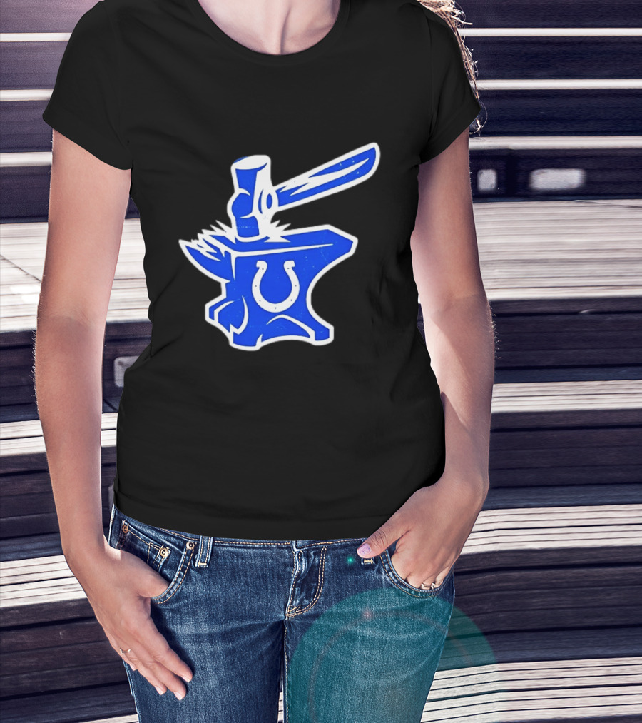 Indianapolis Colts Anvil Hammer Icon With Team Horseshoe T-Shirt