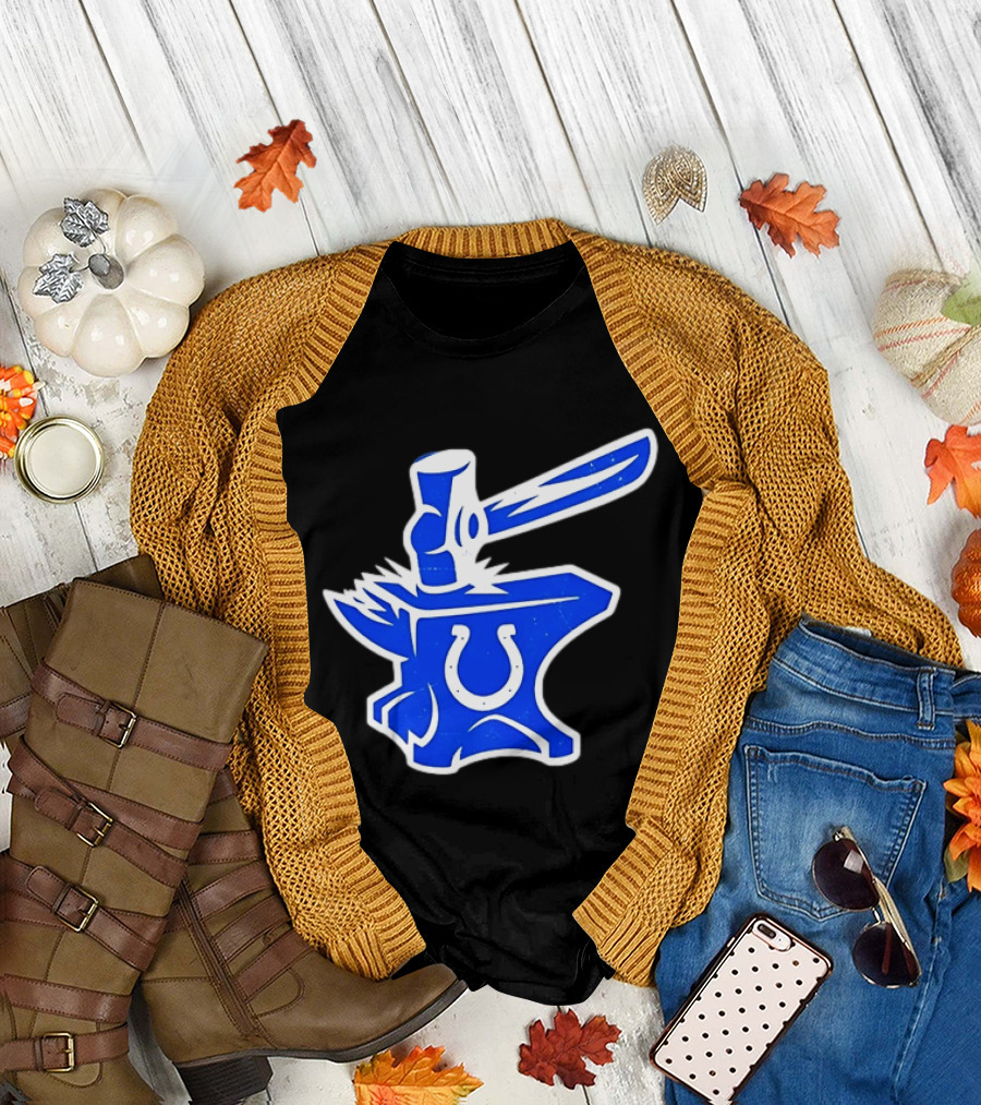 Indianapolis Colts Anvil Hammer Icon With Team Horseshoe T-Shirt