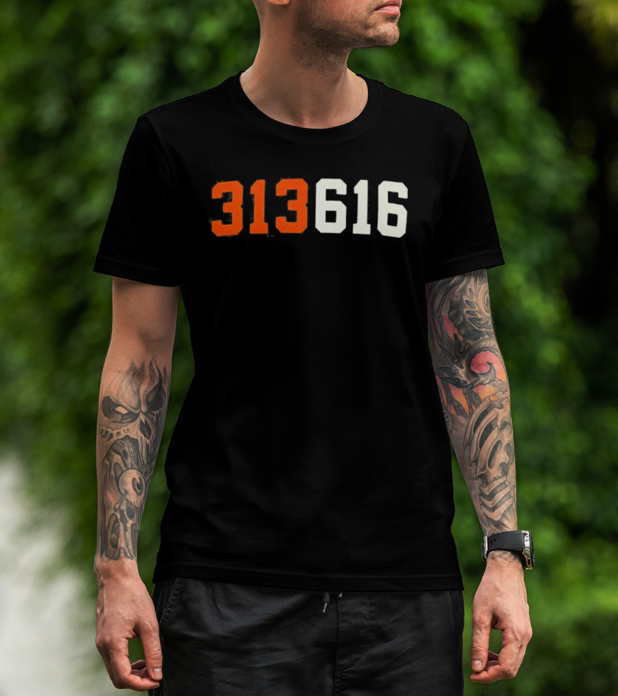 Isaac Teslaa 313 616 Retro Number T-Shirt