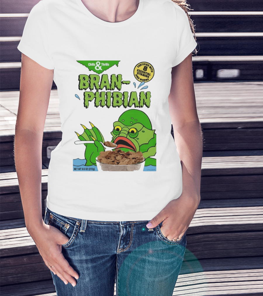 Bran Phibian Chills And Thrills Cereal Box Fortified With 8 Essential Vitamins And Worms T-Shirt