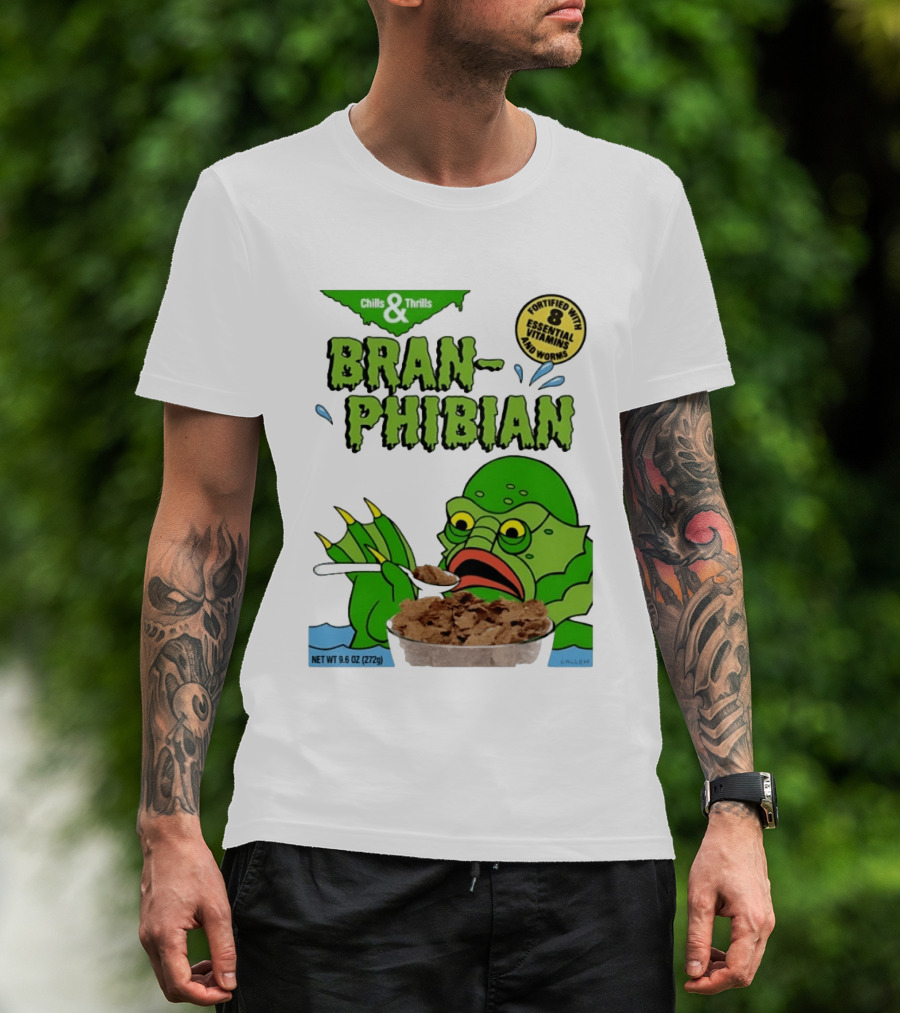 Bran Phibian Chills And Thrills Cereal Box Fortified With 8 Essential Vitamins And Worms T-Shirt