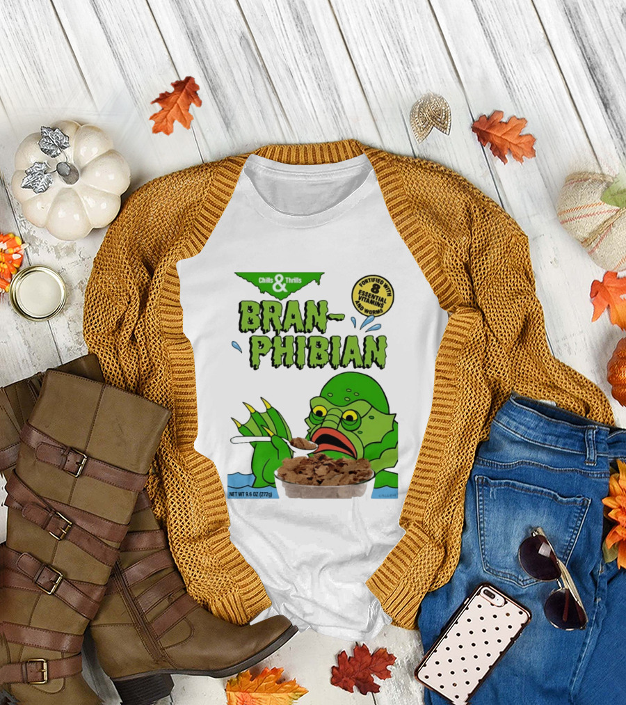 Bran Phibian Chills And Thrills Cereal Box Fortified With 8 Essential Vitamins And Worms T-Shirt