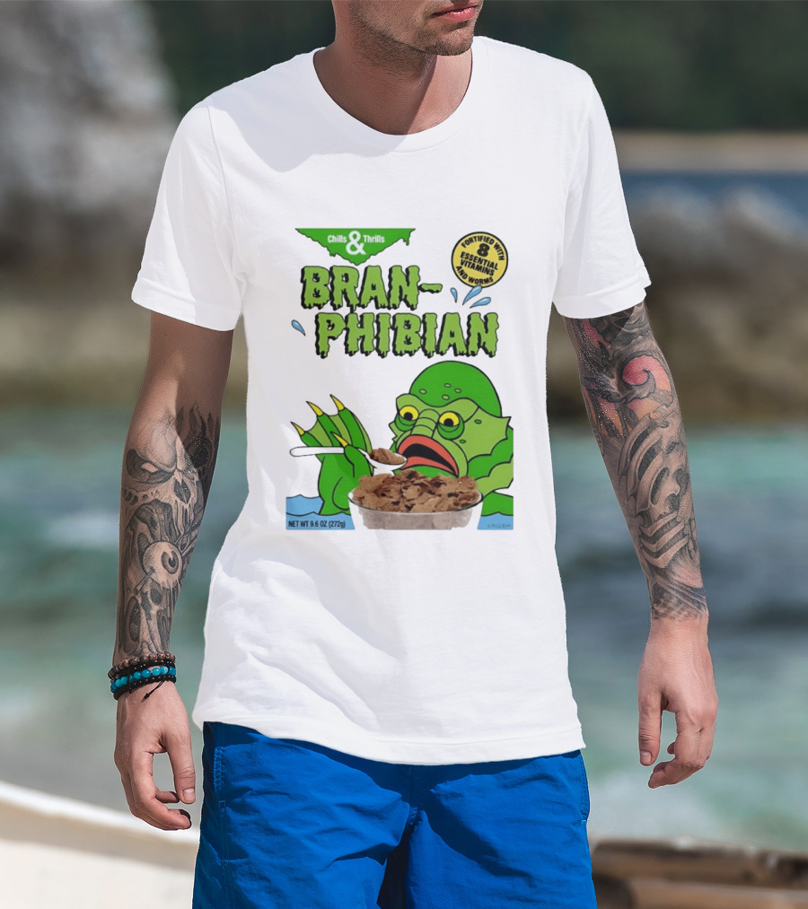 Bran Phibian Chills And Thrills Cereal Box Fortified With 8 Essential Vitamins And Worms T-Shirt