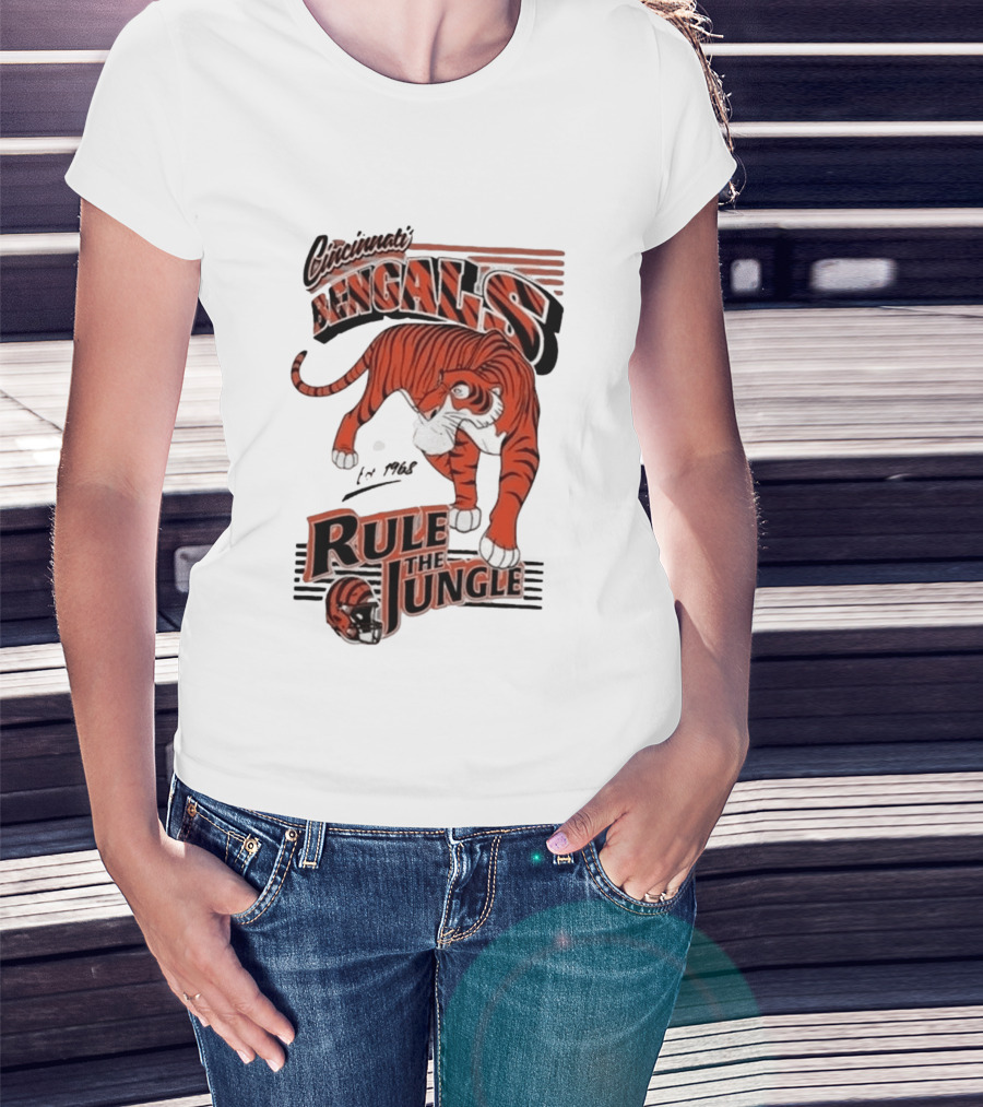 Cincinnati Bengals Rule The Jungle Tiger Graphic NFL Fan T-Shirt