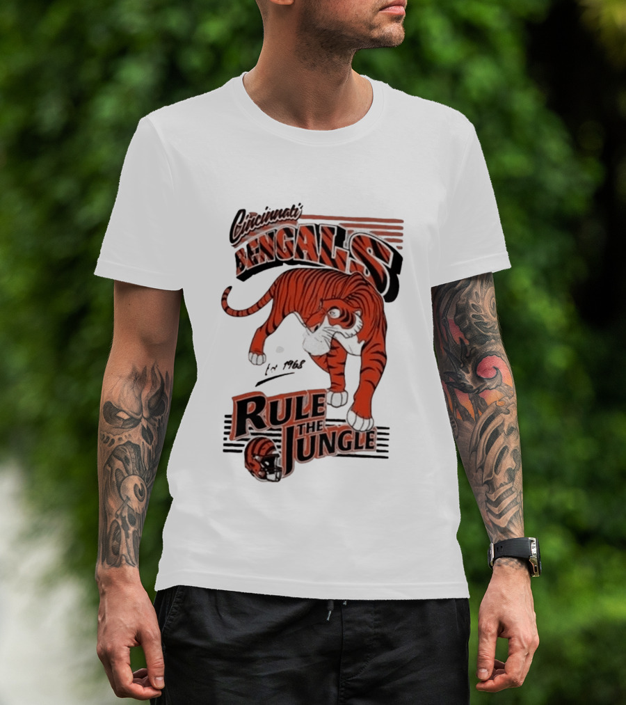 Cincinnati Bengals Rule The Jungle Tiger Graphic NFL Fan T-Shirt