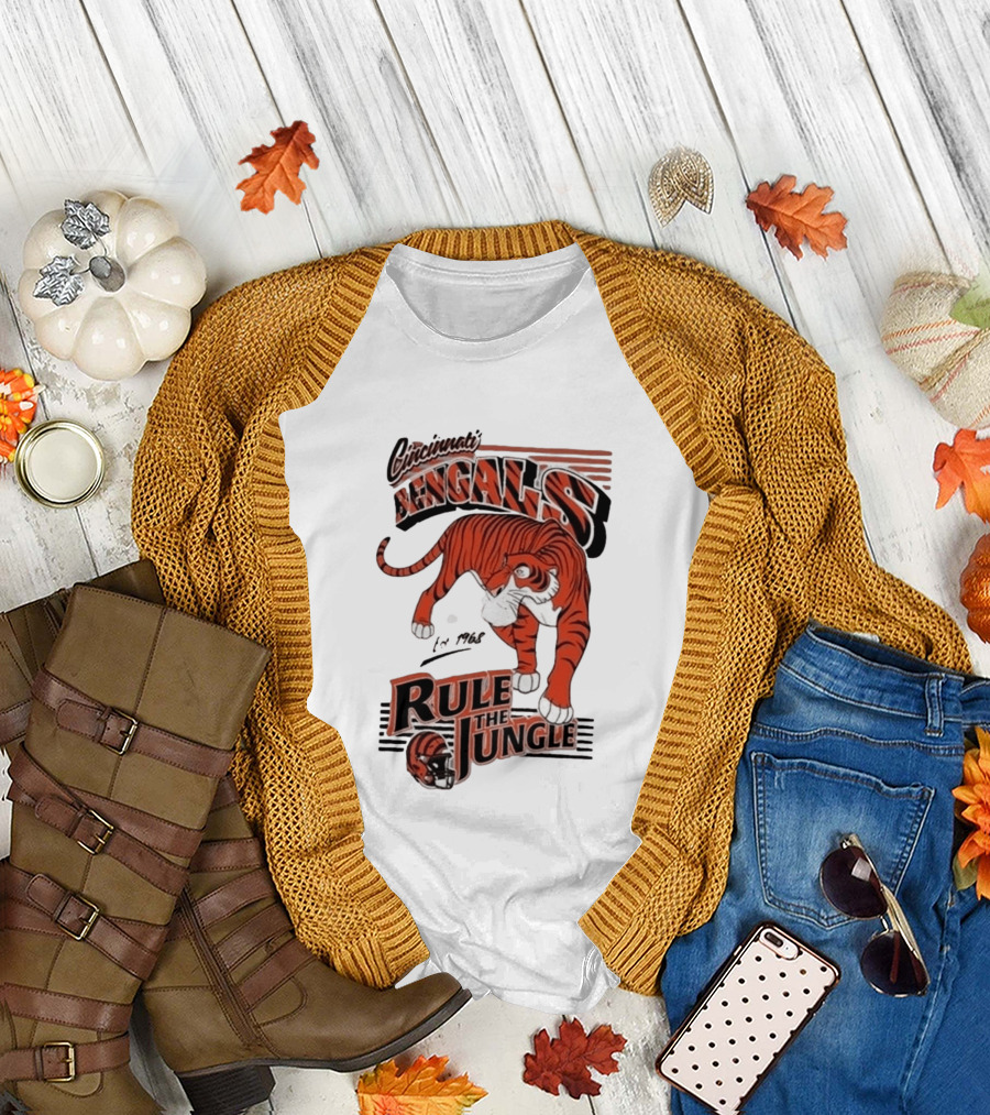 Cincinnati Bengals Rule The Jungle Tiger Graphic NFL Fan T-Shirt