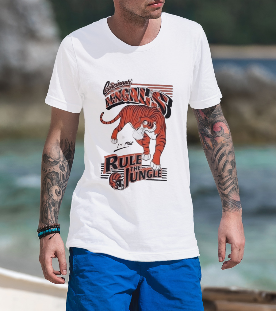 Cincinnati Bengals Rule The Jungle Tiger Graphic NFL Fan T-Shirt