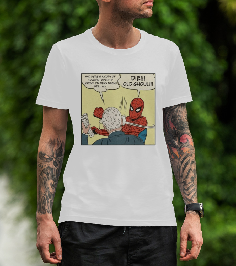 Spider Man Punching Mitch McConnell Die Old Ghoul Comic Meme T-Shirt