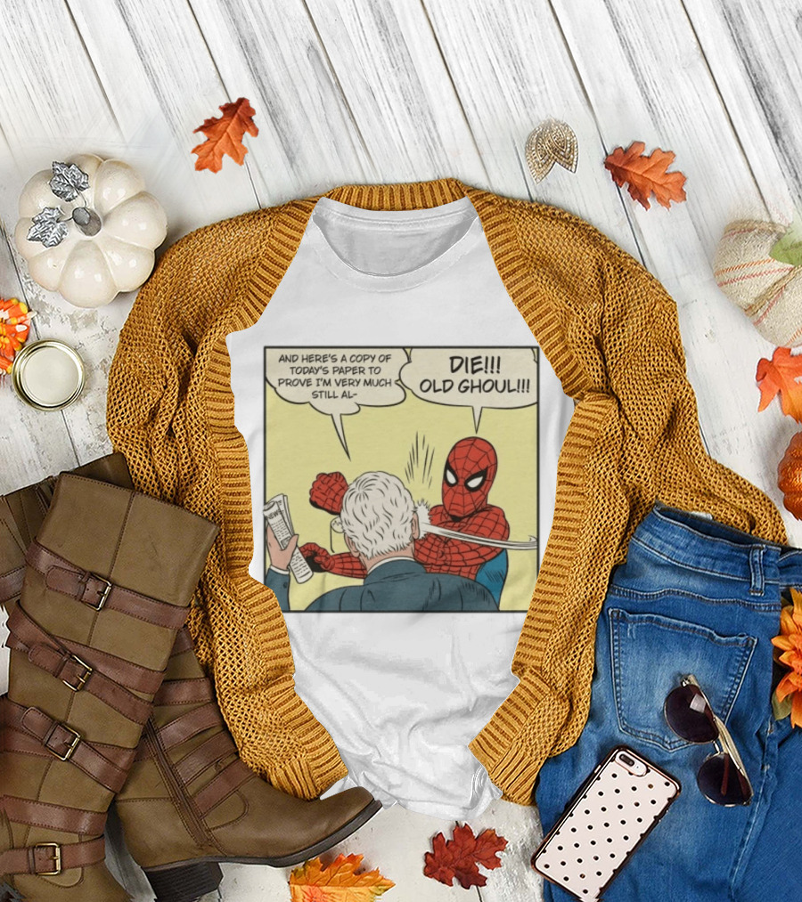 Spider Man Punching Mitch McConnell Die Old Ghoul Comic Meme T-Shirt
