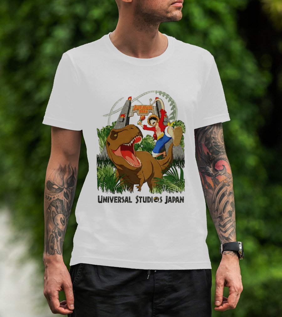 Universal Studios Japan One Piece Jurassic Park Luffy Riding Rex T-Shirt