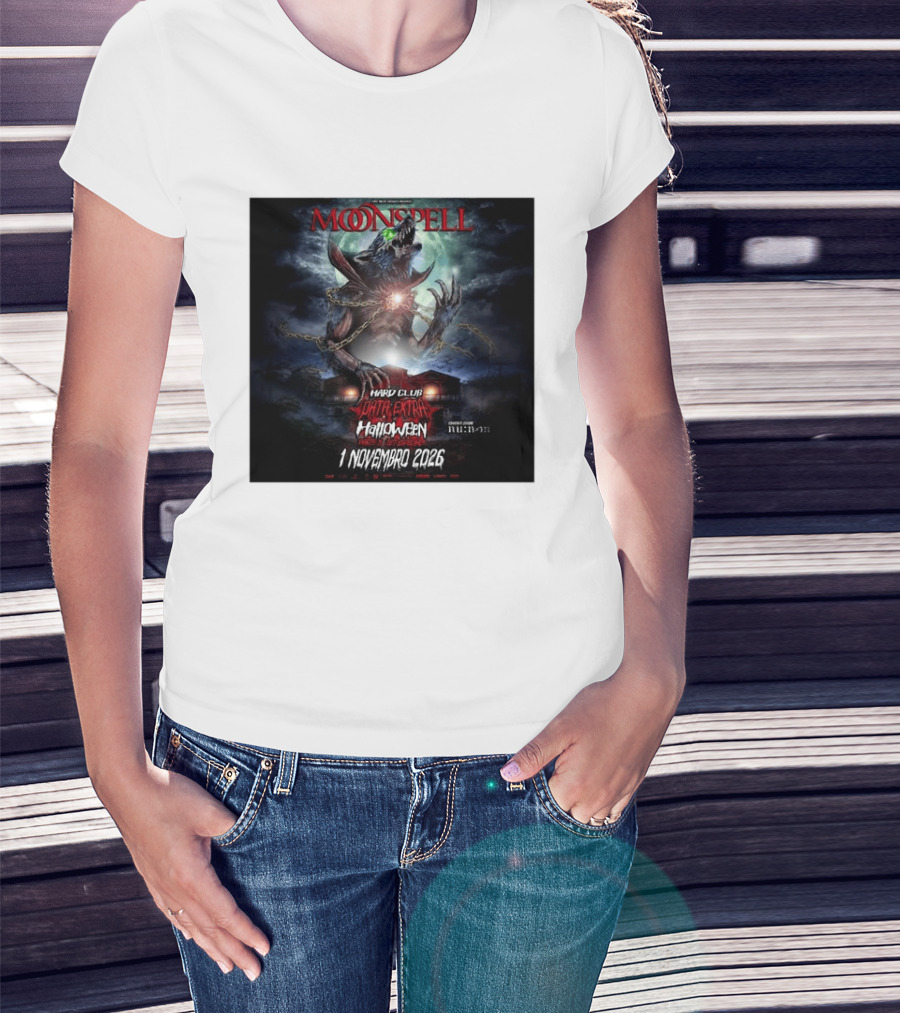 Moonspell Hard Club Data Extra 1 Novembro 2026 Halloween Concerto Especial Porto T-Shirt