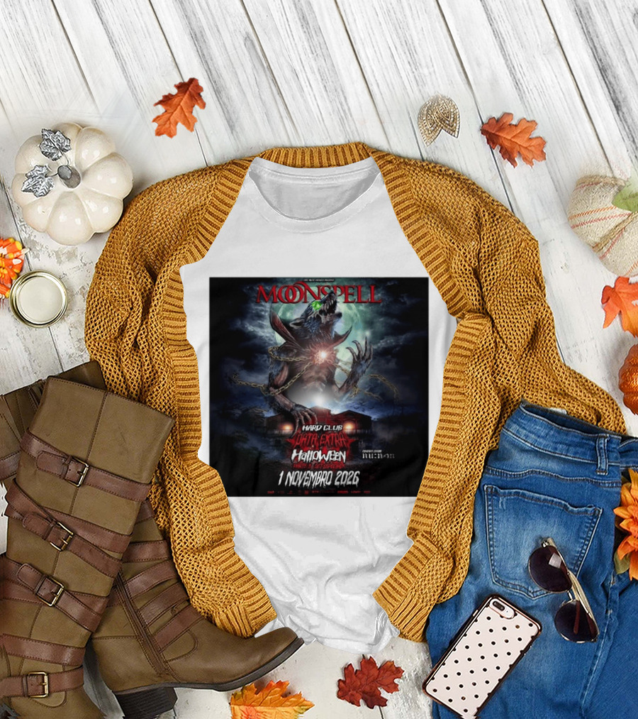 Moonspell Hard Club Data Extra 1 Novembro 2026 Halloween Concerto Especial Porto T-Shirt