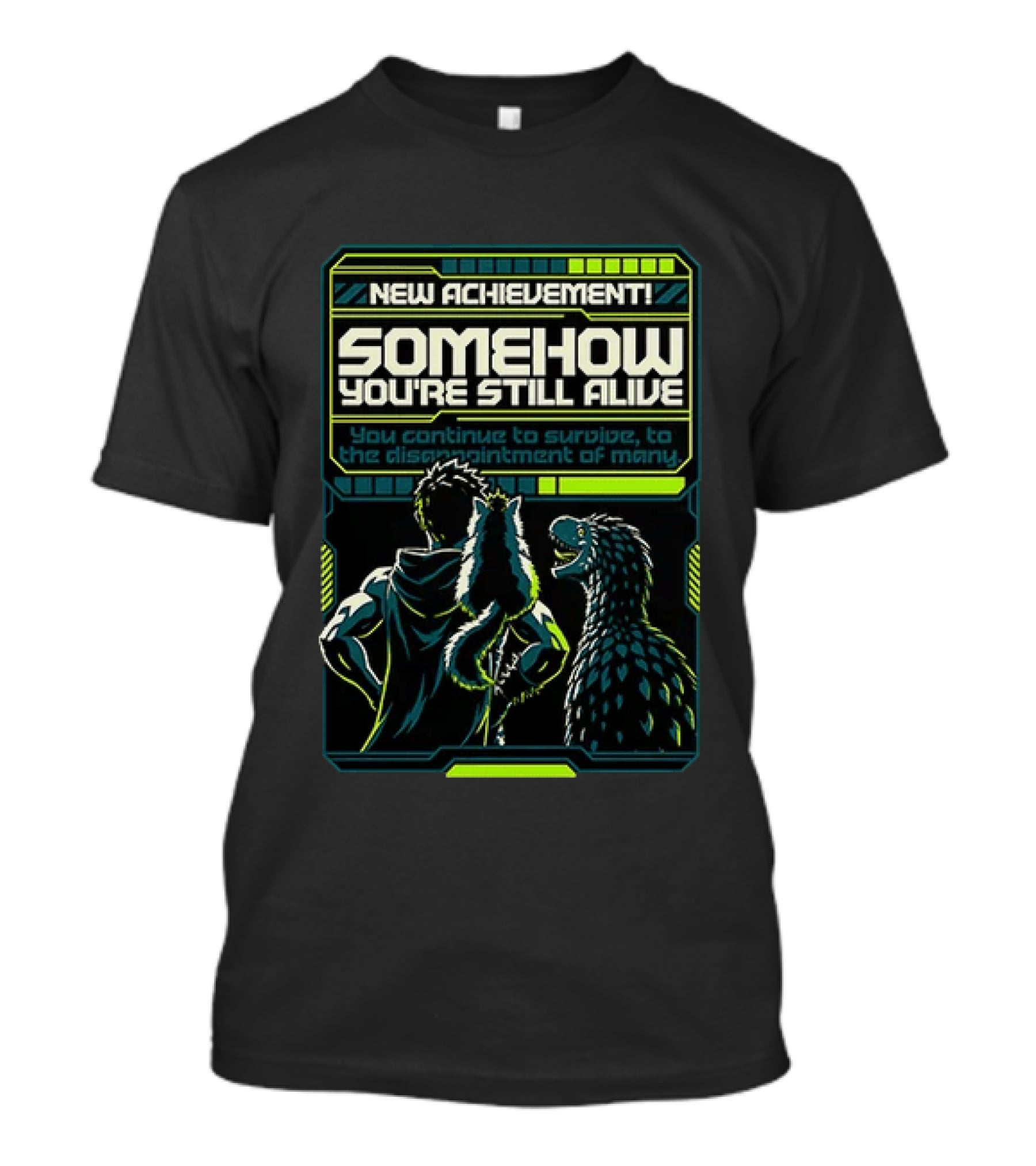 Survivor With Raptor And Fox Somehow You Are Still Alive Video Game Gamer T-Shirt