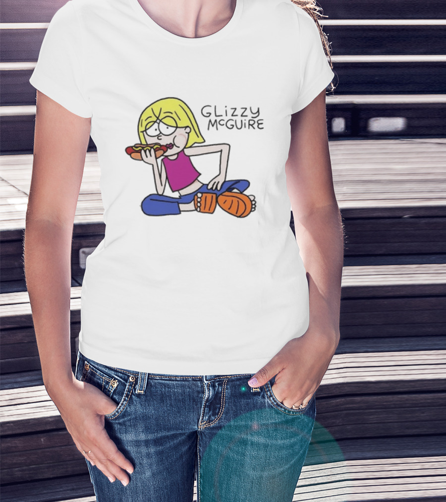 Glizzy McGuire Cartoon Character Eating Hot Dog T-Shirt