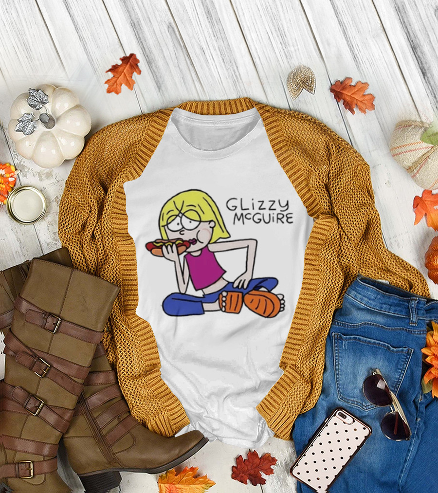 Glizzy McGuire Cartoon Character Eating Hot Dog T-Shirt