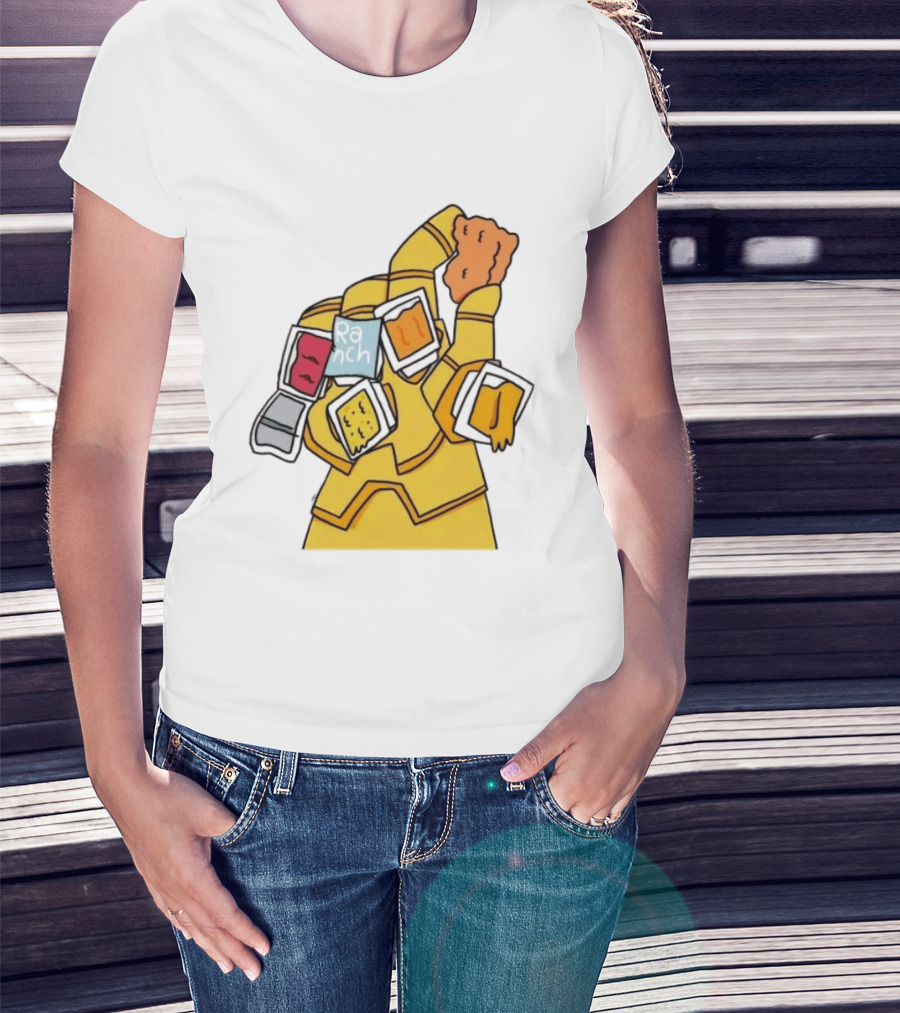 Infinity Gauntlet With Chicken Nugget And Sauce Containers Meme T-Shirt