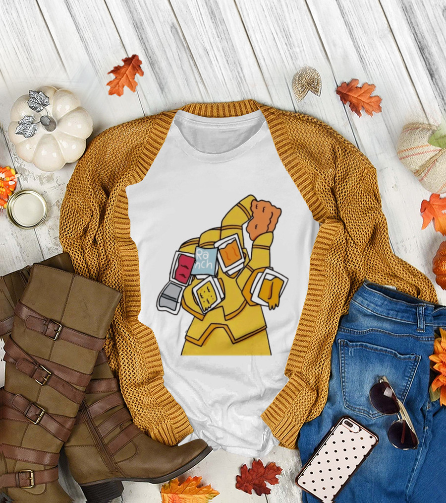 Infinity Gauntlet With Chicken Nugget And Sauce Containers Meme T-Shirt