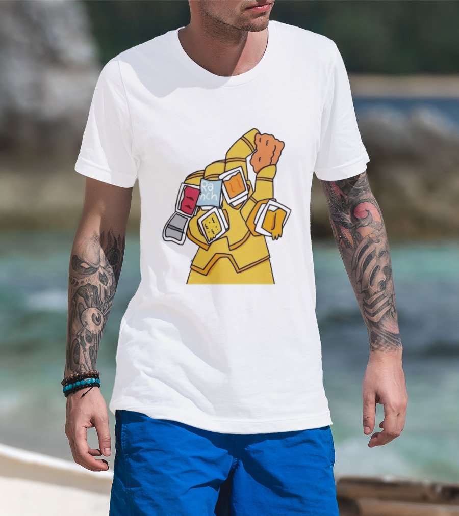 Infinity Gauntlet With Chicken Nugget And Sauce Containers Meme T-Shirt