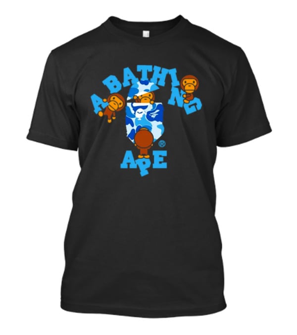 A Bathing Ape ABC Camo College Milo Blue BAPE Monkeys T-Shirt