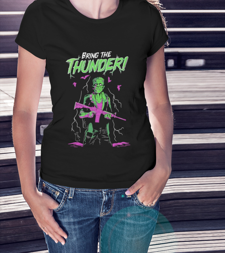 Bring The Thunder Halloween Zombie Soldier With Rifle T-Shirt