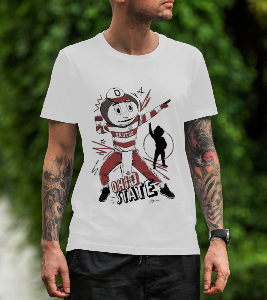 Ohio State Brutus Buckeye Flexing T-Shirt