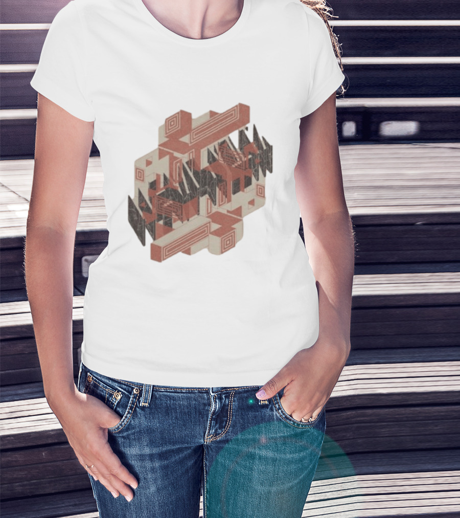 The Mars Volta Store Blocks Tan Geometric Optical Illusion T-Shirt