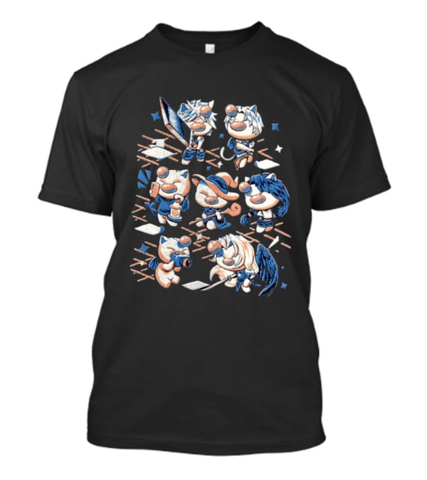 Final Fantasy VII Moogle Characters Cloud Tifa Aerith Sephiroth Cast T-Shirt