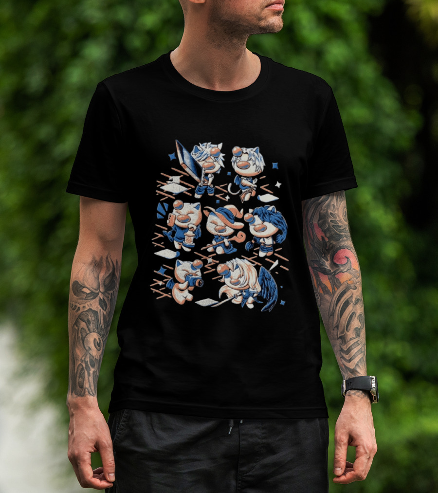 Final Fantasy VII Moogle Characters Cloud Tifa Aerith Sephiroth Cast T-Shirt