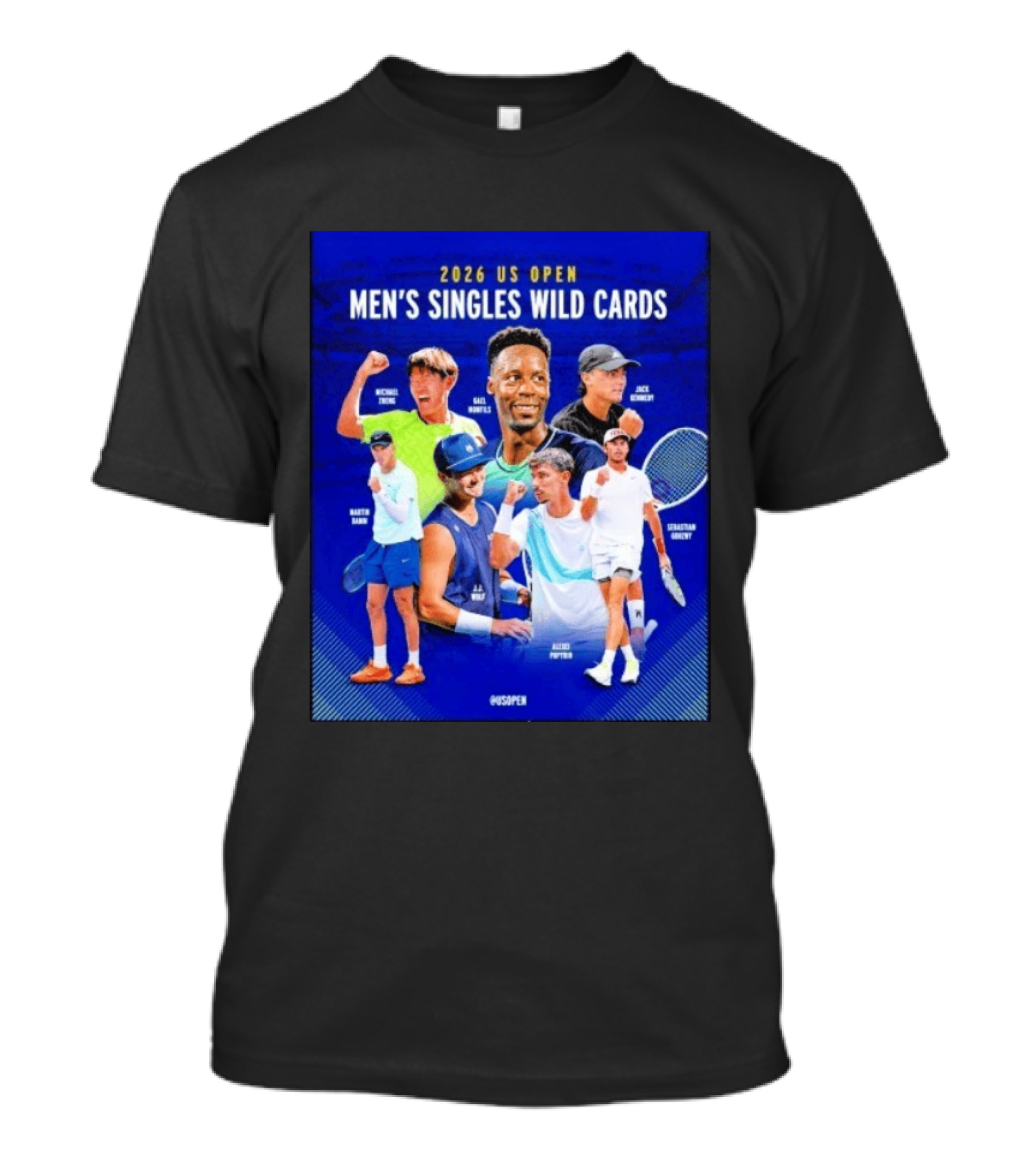 2026 US Open Men's Singles Wild Cards Michael Zheng Gael Monfils Jack Sock Martin Damm Alex Michelsen Ben Shelton Alexei Popyrin Dominic Stricker T-Shirt