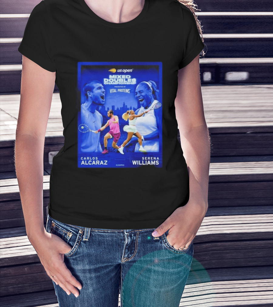 US Open Mixed Doubles Championship Carlos Alcaraz Serena Williams Vital Proteins T-Shirt