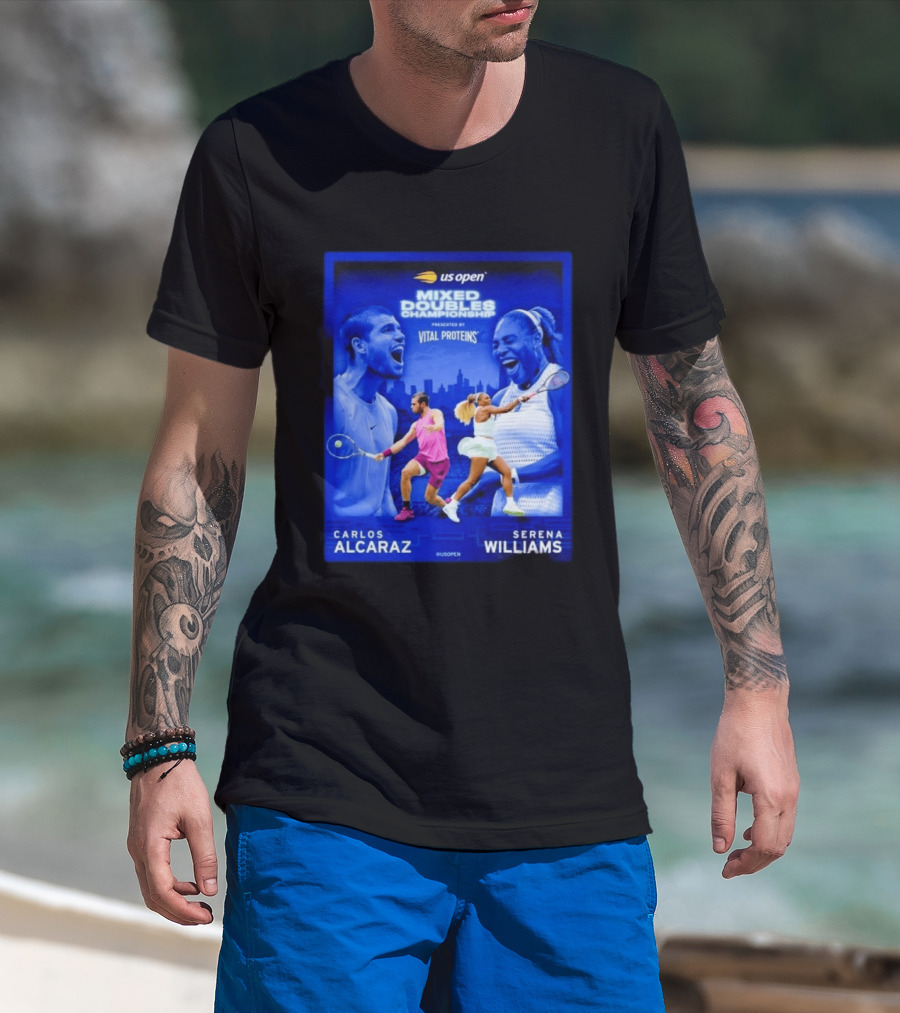 US Open Mixed Doubles Championship Carlos Alcaraz Serena Williams Vital Proteins T-Shirt